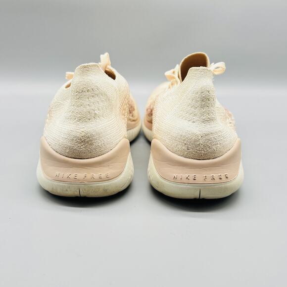 Nike Shoes Womens 9 Pink Beige Free RN Flyknit 2018 Running Athletic Sneakers - Picture 6 of 10